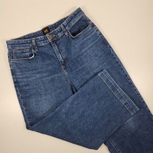 Lee Jeans Womens 12M Wide Leg Classic Fit Crop Denim High Rise‎ Stretch Blue
